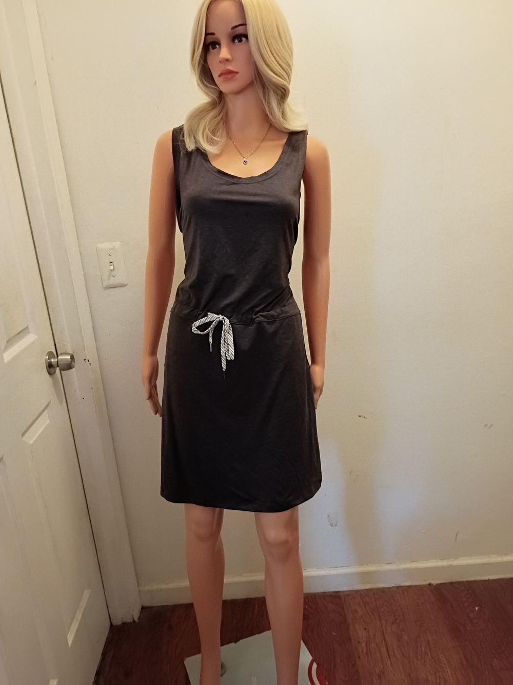 *NWT* Sleeveless Black Drawstring Mini Dress